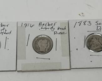 Lot of 5 US Dimes 1845 Seated Liberty Head Barber			107095
