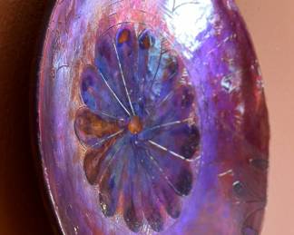 Artist Made Flame Painted Copper Bowl Decor 	2.5in H x 17in Diameter 		104041
