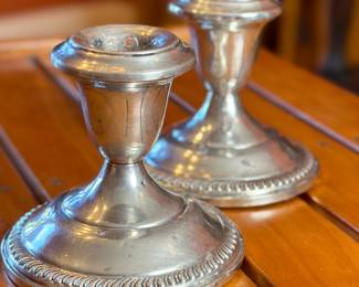 2pc Empire Sterling Silver Weighted Candle Holders 	3.5x3.5in Diameter 		104043

