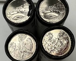 8 Rolls Uncirculated 2012 American the Beautiful Quarters Yunque Chaco Acadia 	Box:1.25x4x6in		107067
