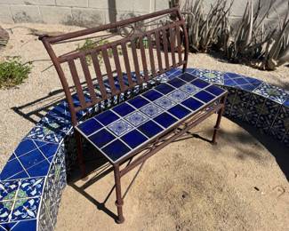 Handcrafted Talavera Tile Iron Bench 	35x36x15		105006

