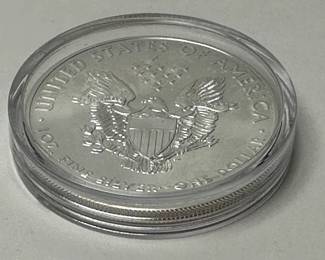 2019 $1 Dollar American Silver Eagle One Ounce Uncirculated Coin  .999 Fine Silver 	Case: 2in Diameter 		107044
