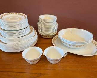 Lot of 84 pieces of Corelle Butterfly Gold Livingware by Corning 			108016
