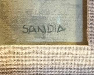 Elizabeth Sandia San Xavier Shadows Original Art Pastel Painting&nbsp;	Frame: 16.5x19.5x1.5in		104024
