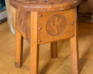 Artist Made Southwest Rustic Western Stool 	18in H x 14.25in Diameter 		104031
