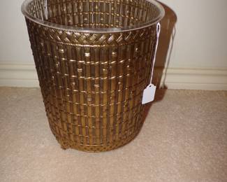 Mid-Century Trash 2 Piece Brass Trash Can