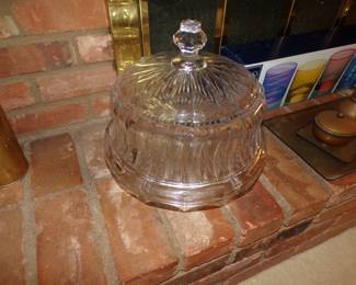 Heavy Crystal Covered Cake Plate
