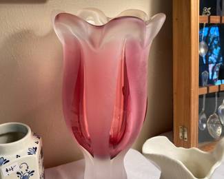 cranberry crystal vase