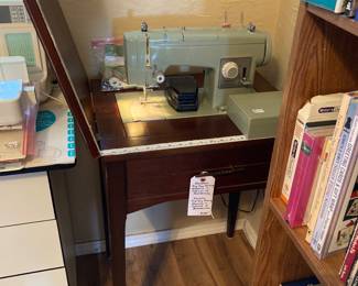 1960s? Kenmore zig-zag sewing machine in cabinet with accessories