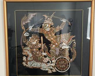 Vtg Thai silk wall art