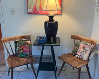 Paul McCobb mid century side chairs, side table