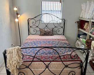 Queen bed w/wrought iron head and foot board - FRAME IS SOLD, MATTRESS/BOX ARE AVAILABLE.