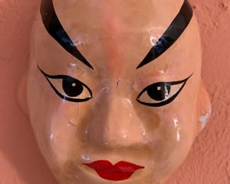 Vtg porcelain wall mask - as found