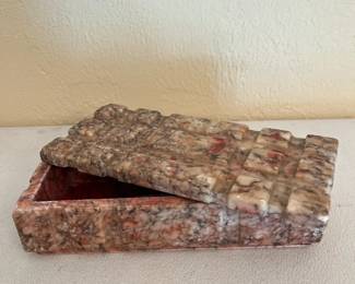 Vtg Rosel Mauve Marble Trinket Box