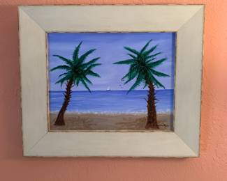 Framed original 'palm trees'