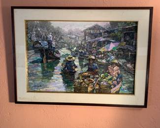 Oil on Canvas, framed, canal scene