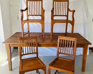 Farm Table w/4 chairs (possibly teak?)