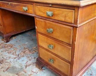 Vintage Solid Wood Executive's Desk