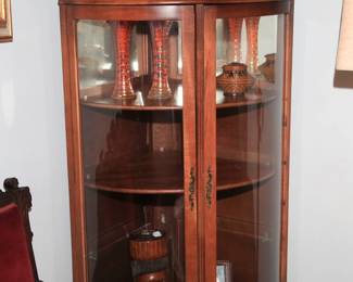 Corner Bow front China Cabinet or Curio