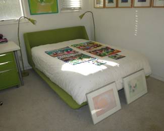 French Olive Platform Queen Bed by Ligne Roset