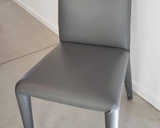 Set Eight, B & B Italia Grey Leather Dining Chairs