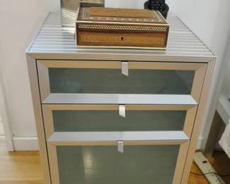 Pair of Aluminum / Glass Side Tables by Pandora