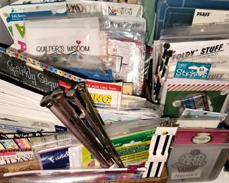 Craft and Quilt items: Appliques, Iron On glitter, shears, rotary cutters, guide books, how to books, kits, knitting needles