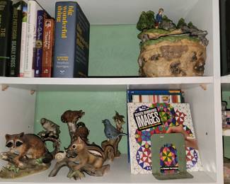 Golf them fountain, books, animal decor, adult activity books
