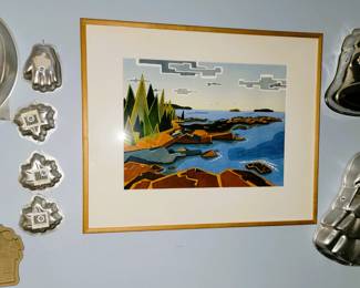 Cake and Cookie Molds.  Framed art