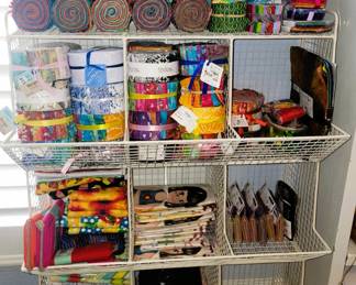 Quilting and Crafts: 2 Full Rooms with Floor to ceiling shelving of Quilt Fabric, Notions, Machines, Books, Magazines - so much your head will spin!