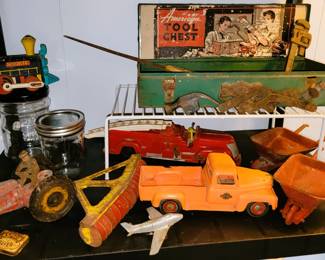 Retro tool box and toys