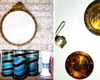 Decor: Framed mirrors, candle sticks and wall decor