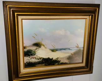Framed Beach original art
