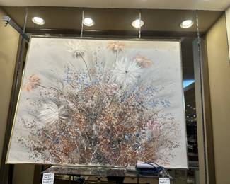 Vintage 70's Lee Reynolds Textured Abstract Floral Painting