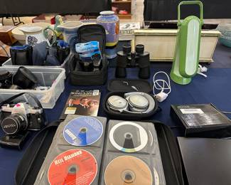 CD's, DVD's, binoculars, cameras, etc.