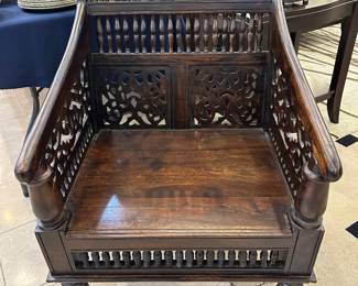 Hand carved lattice solid wood side accent chair!