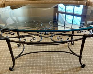 Wrought Iron and Glass Coffee Table