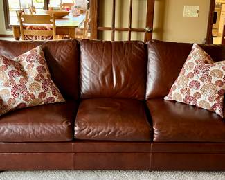 Ethan Allen Leather Sofa in Brown 