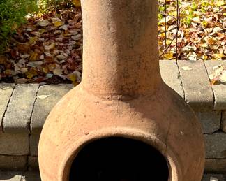 Clay Chiminea with Metal Base