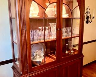 Ethan Allen China Cabinet/Breakfront filled with Crystal Glassware, China and Lladro's
