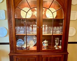Ethan Allen China Cabinet/Breakfront filled with Crystal Glassware, China and Lladro's
