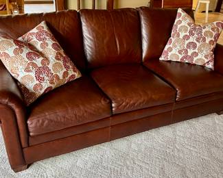 Ethan Allen Leather Sofa in Brown 