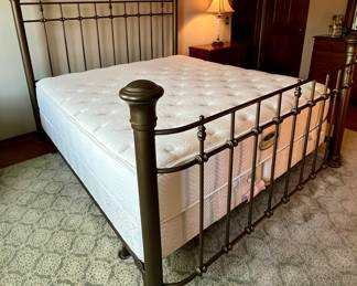 King Sized Bed, Metal Frame with King Mattress and Box Spring in Flawless Condition.