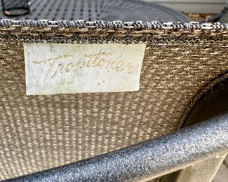 Tropitone Patinated Cast Aluminum Table with 2 Shoreline High Back Sling Swivel Rockers and 4 High Back Sling Dining Chairs plus Bonus Ottoman.  