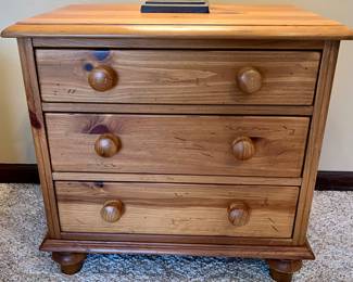 3 Drawer Ethan Allen Pine Side Table
