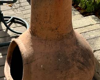 Clay Chiminea with Metal Base