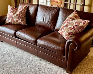 Ethan Allen Leather Sofa in Brown 