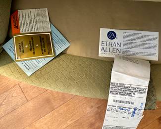 Ethan Allen Suzette Chair in Light Green Upholstery. 