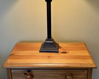Ethan Allen Pine 3 Drawer Chest and Table Lamp