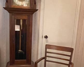 1970’s Emperor Grandfather Clock, Vintage Wood Desk Chair